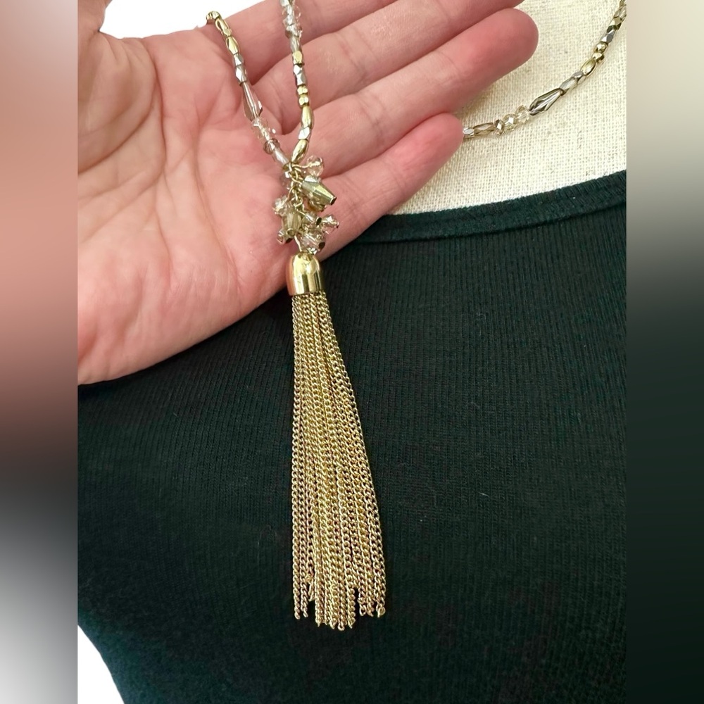 💛Loft Gold Tone Tassel Long Necklace